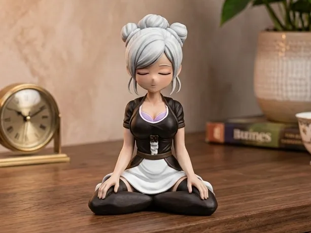 Serene Meditation Anime Girl DeskBuddy ShelfSitter