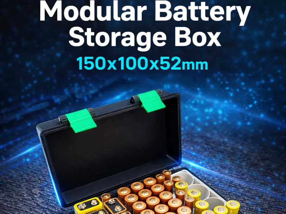 Customizable Modular Battery StorageBox 150x100x52 - Free 3D Print ...