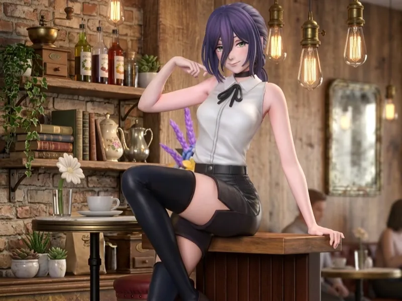 A figure of Reze from the coffee shop 