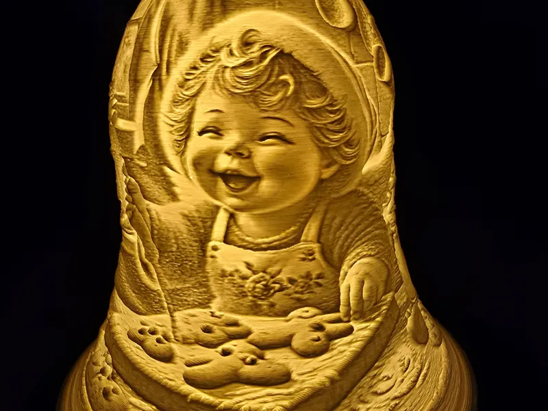Lithophanglocke Christkind am backen Xmas