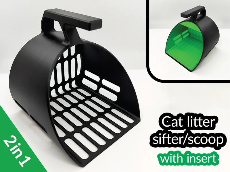 Cat litter scoop with insert