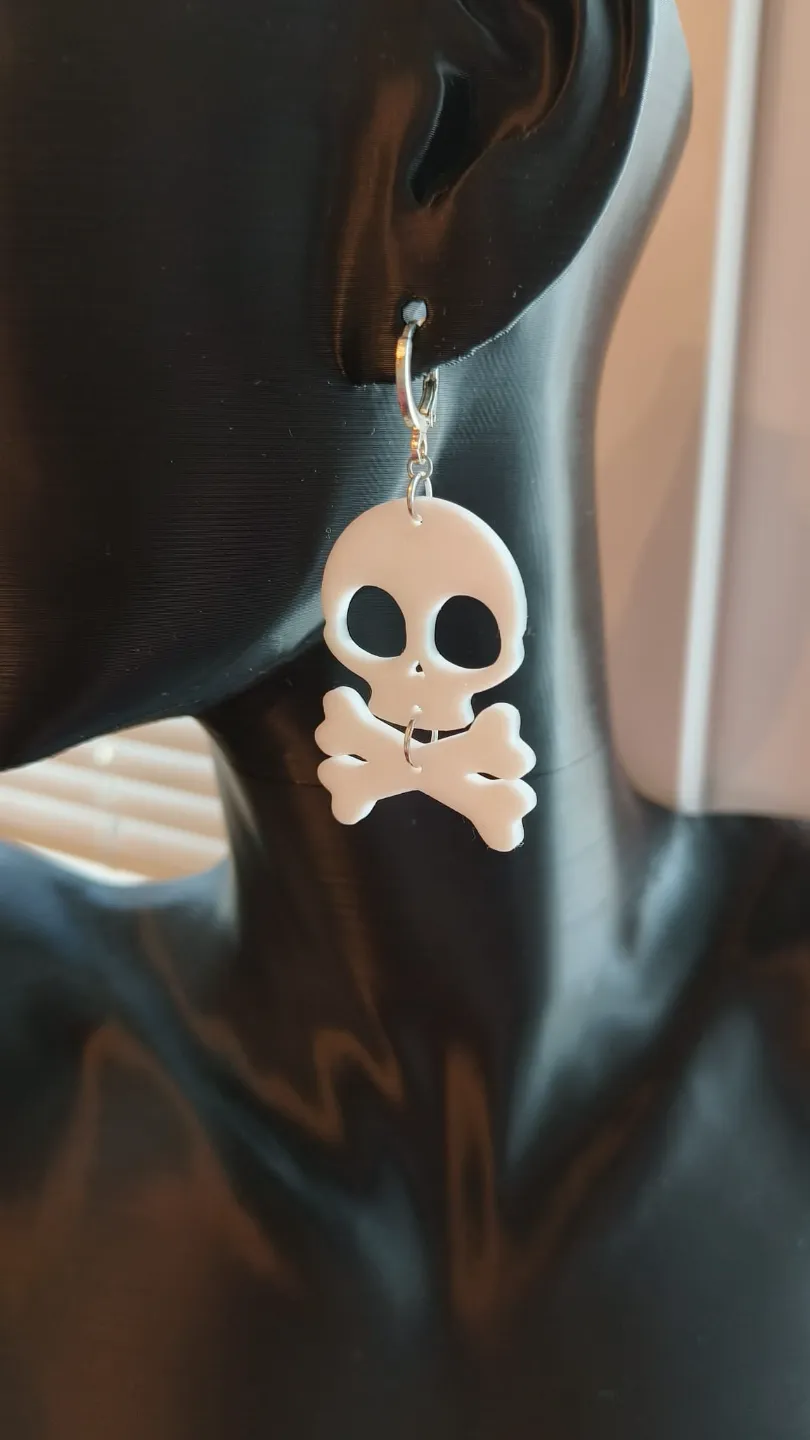 Skull and bones earrings view 4