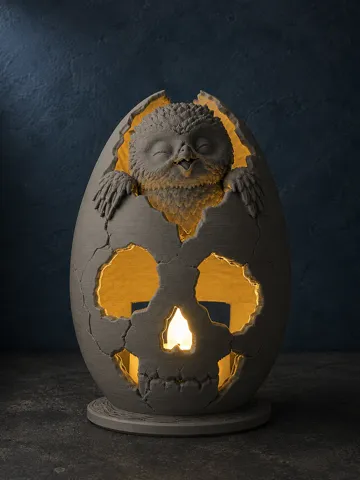 Accesorio de iluminación decorativa: Skull Tealight Holder – Creepy Cute Hatching Chick — vista de referencia 2
