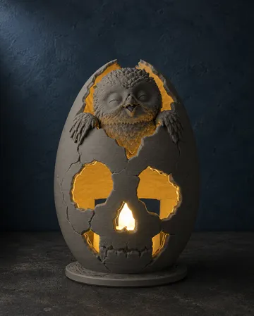 Accesorio de iluminación decorativa: Skull Tealight Holder – Creepy Cute Hatching Chick — vista de referencia 5