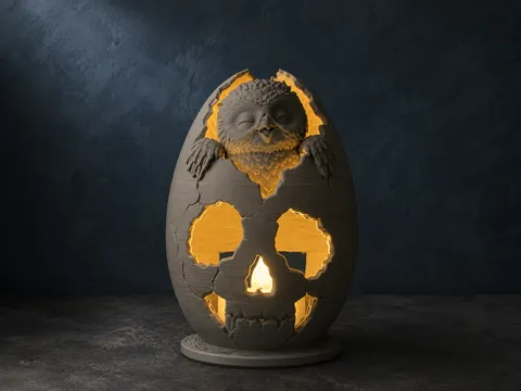 Accesorio de iluminación decorativa: Skull Tealight Holder – Creepy Cute Hatching Chick — referencia de MakerWorld