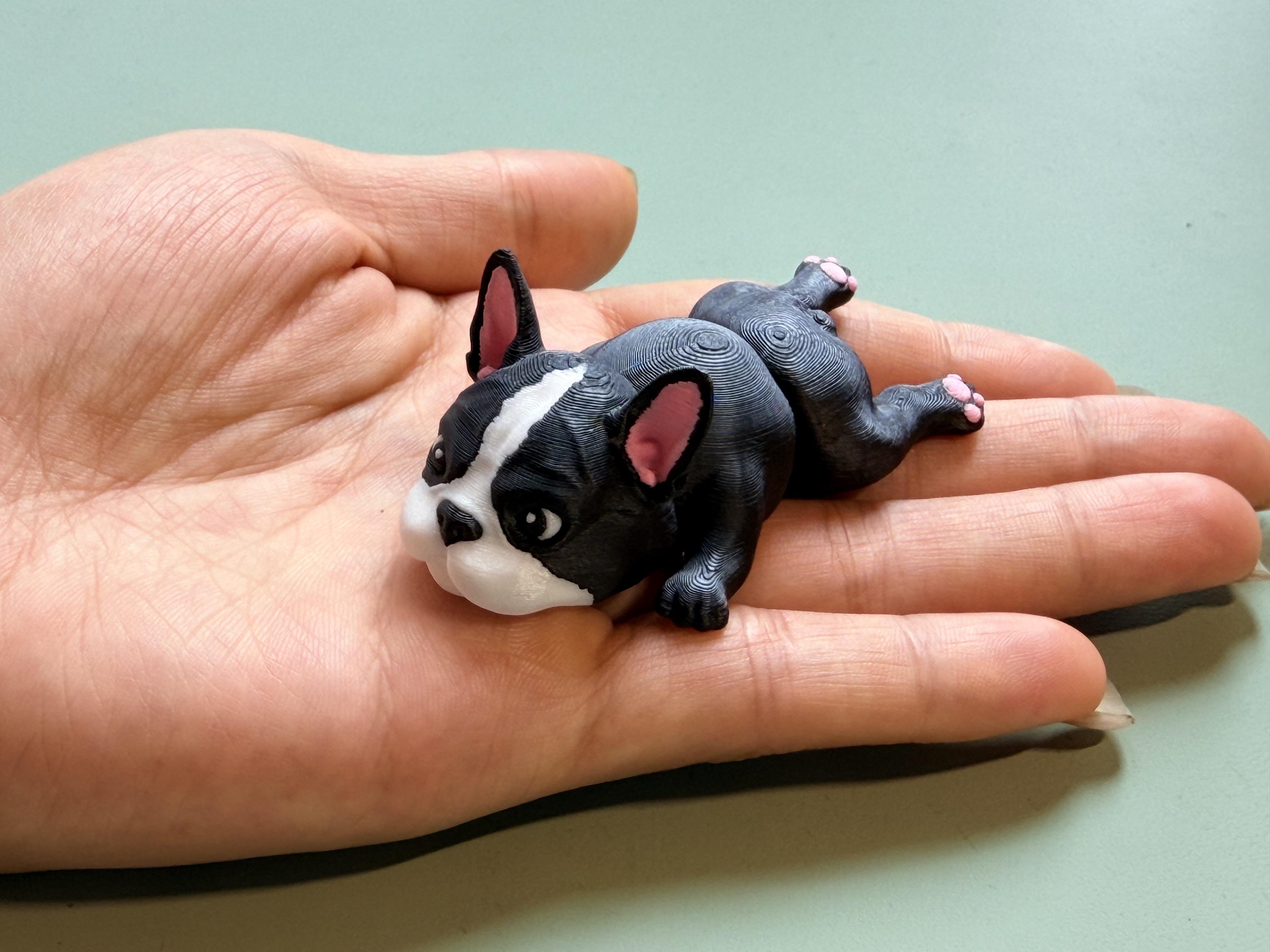 Miniatura 2 do modelo 3D 一体打印可爱的法国斗牛犬（可动钥匙链）