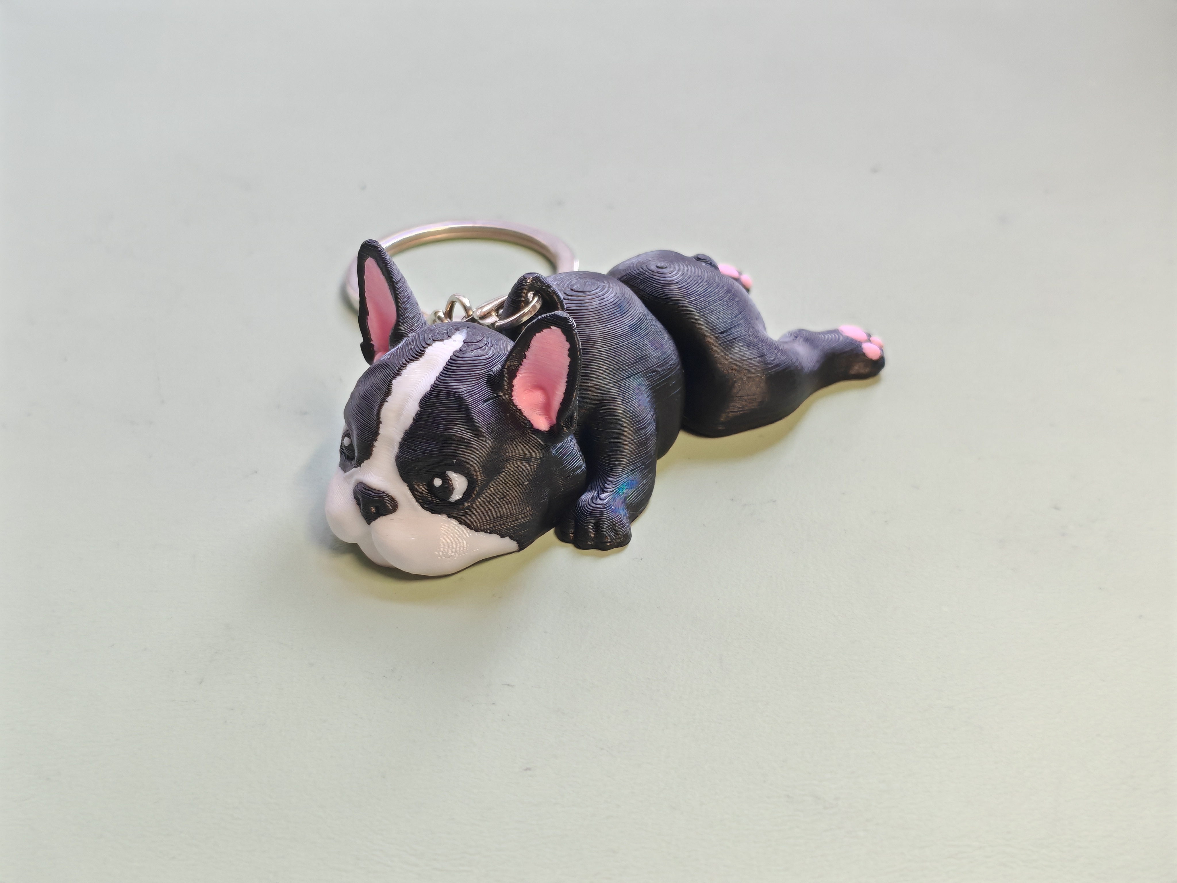 Miniatura 4 do modelo 3D 一体打印可爱的法国斗牛犬（可动钥匙链）