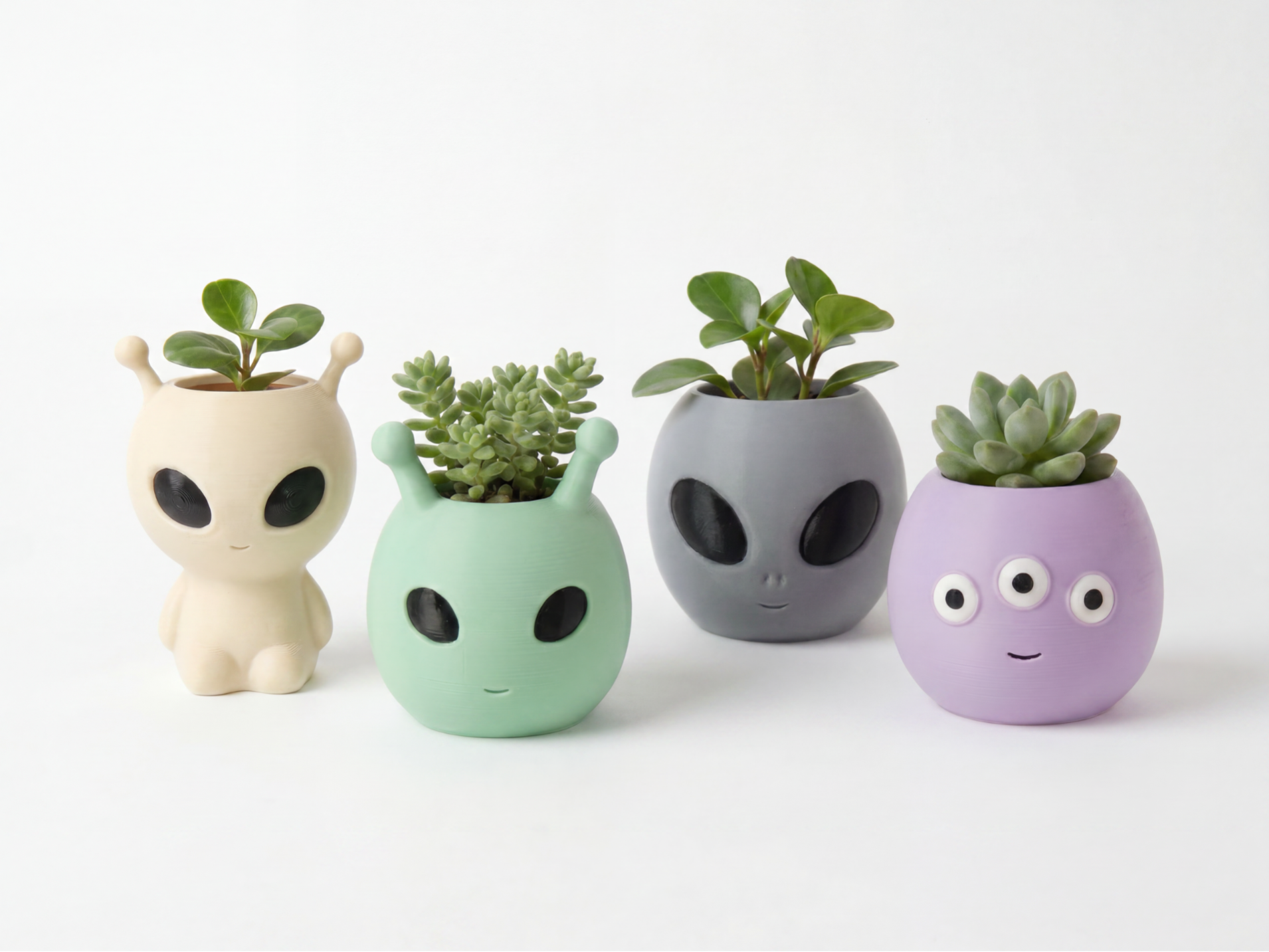 Alien 4-Piece Plant Pot Set – Not of This World!