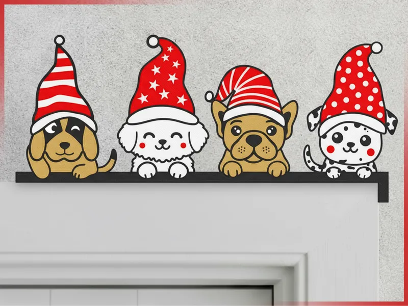 Merry Christmas Dogs Door Corner