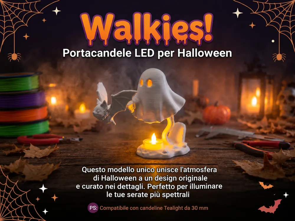 Walkies! The ghost and his bat Tealight - Free 3D Print Model - MakerWorld