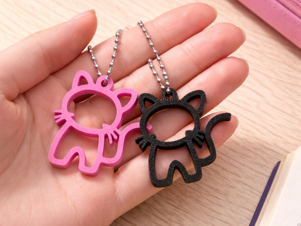 Miniatura 1 do modelo 3D Cute Cat Keychain 