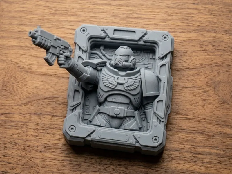Grimdark Sci-Fi Soldier 3D Wall Art Pop-Out