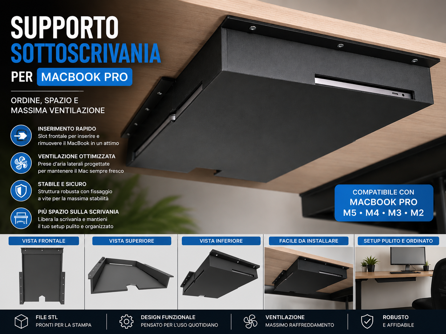 Supporto Sottoscrivania per MacBook Pro M5 / M4/M3