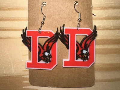 Letter D with Eagle earrings