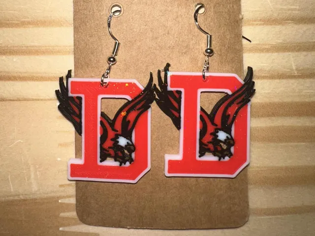 Letter D with Eagle earrings
