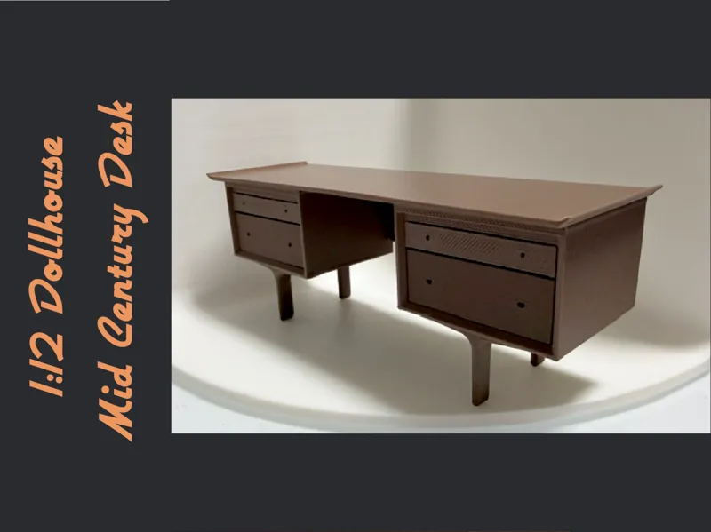 1:12 Dollhouse Mid Century Modern Desk