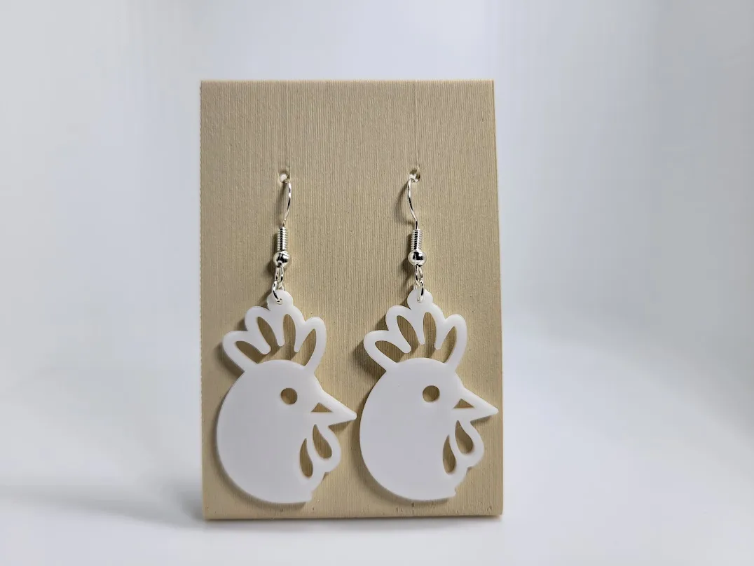 chicken earrings view 2
