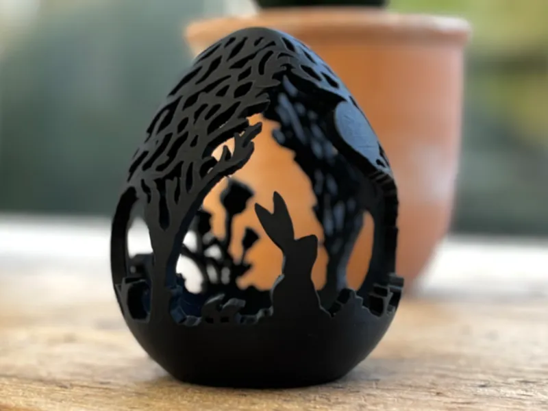 Moon Gazing Hare Silhouette Egg