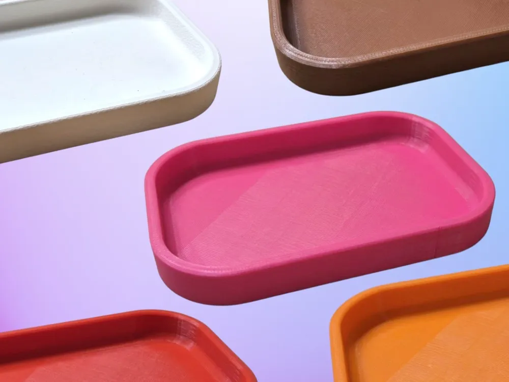 Bandeja organizadora: Minimalist Rounded Rectangular Tray Catchall. Referencia del modelo original.
