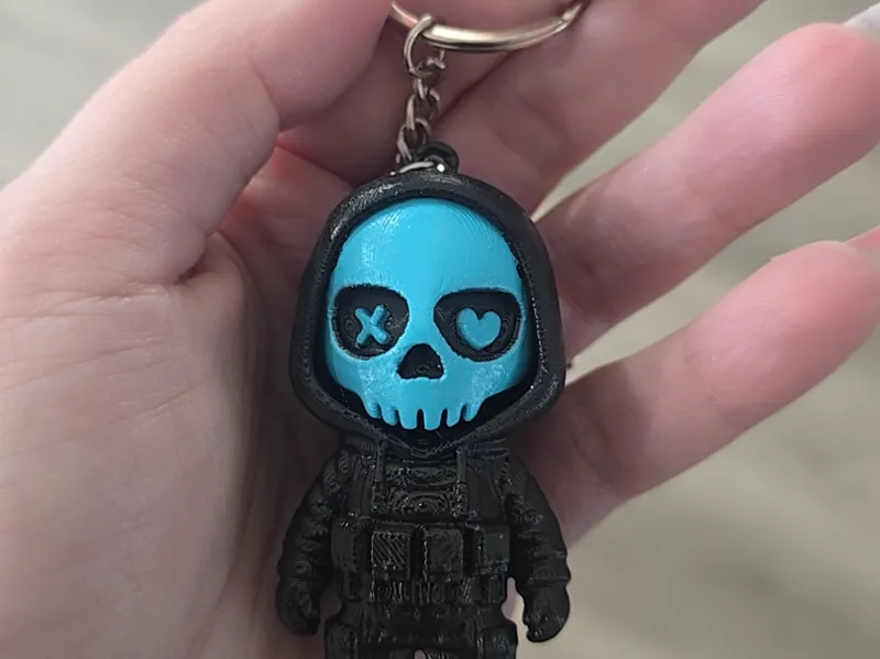 Tactical Blue Skull Keychain