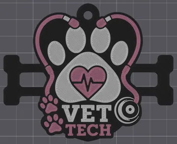 Accesorio para sujetar ligas de cabello: Vet Tech Hair Tie Holder Keychain — vista de referencia 4