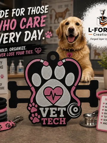Accesorio para sujetar ligas de cabello: Vet Tech Hair Tie Holder Keychain — vista de referencia 2