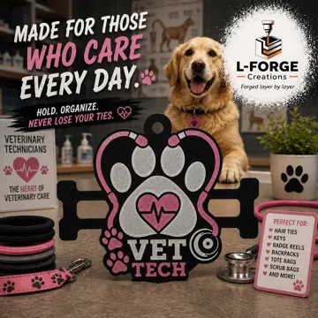 Accesorio para sujetar ligas de cabello: Vet Tech Hair Tie Holder Keychain — vista de referencia 3