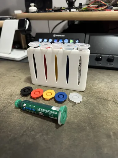 5-Slot Syringe Holder for UV Solder Mask and Flux