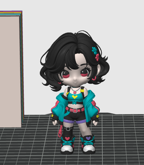 Miniatura 2 do modelo 3D 原创Q版角色-墨彩 多色半分件打印