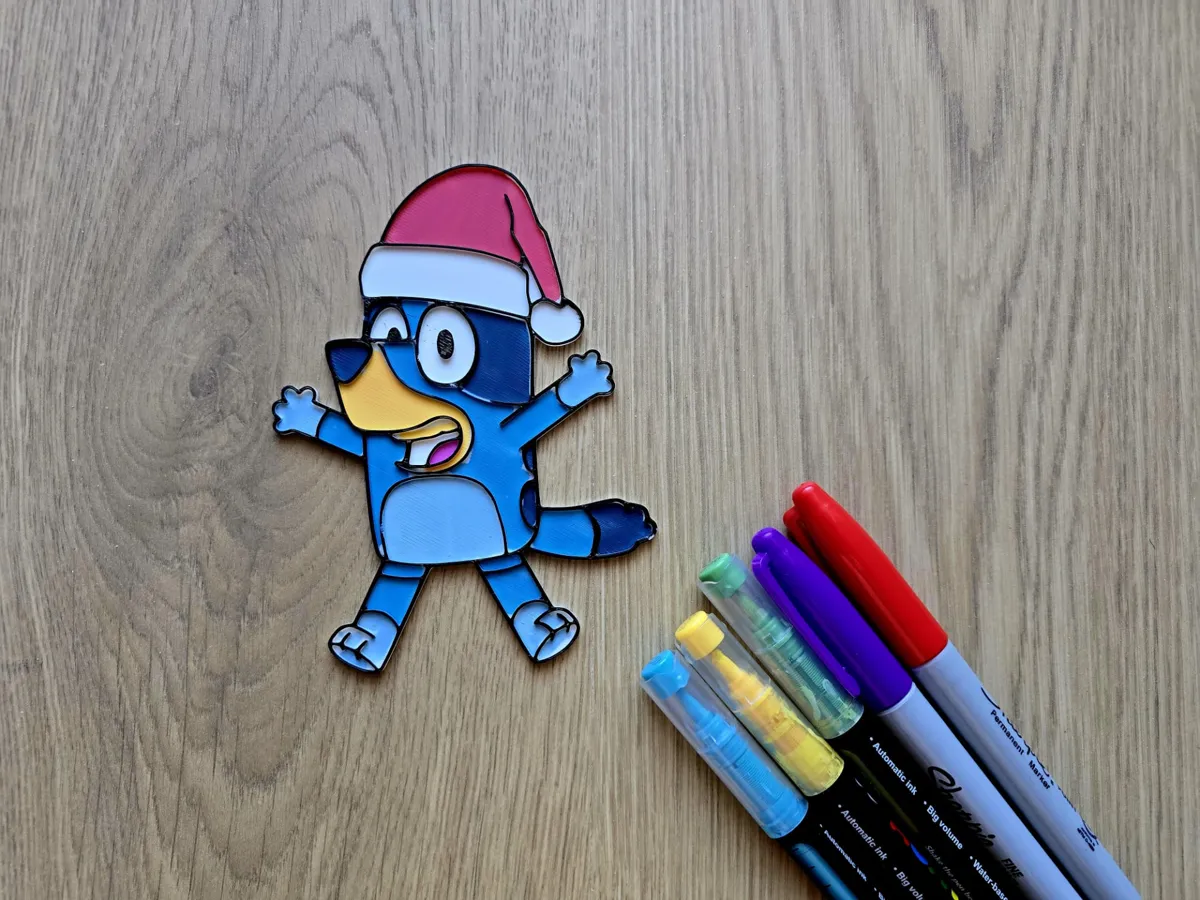 Bluey Santacraft Bluey Santa Hat Christmas DIY Coloring Craft by Merilno3D MakerWorld ...