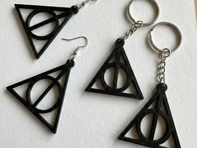 Deathly Hallows Set | Earrings & Keychain