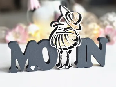 Decorative lettering MOIN with seagull