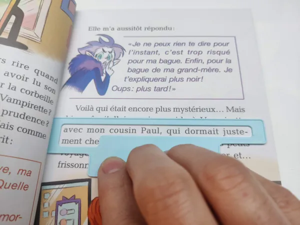 Guide de lecture pour enfants avec repère de ligne suivante