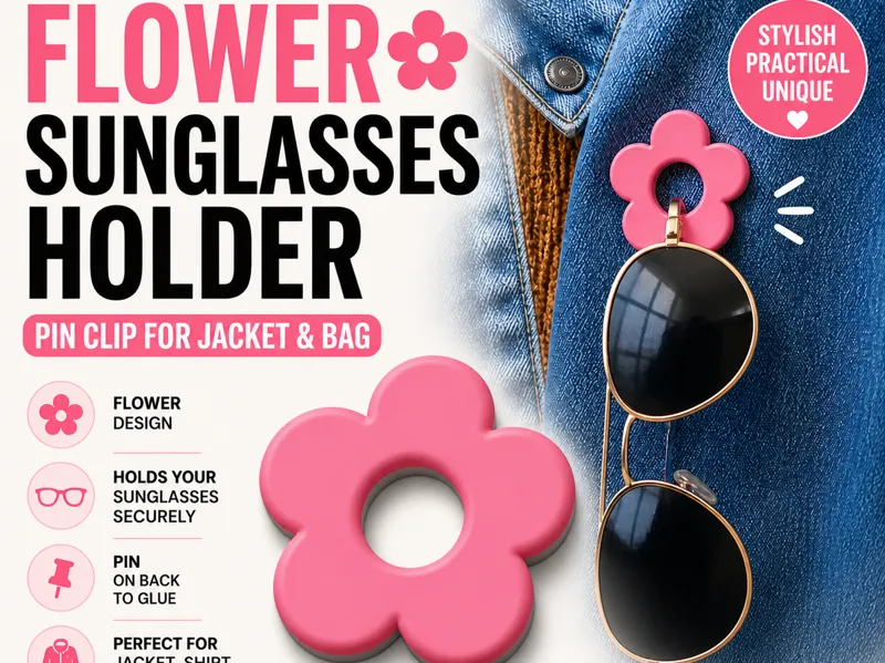 Flower Sunglasses Holder Pin Clip for Jacket & Bag