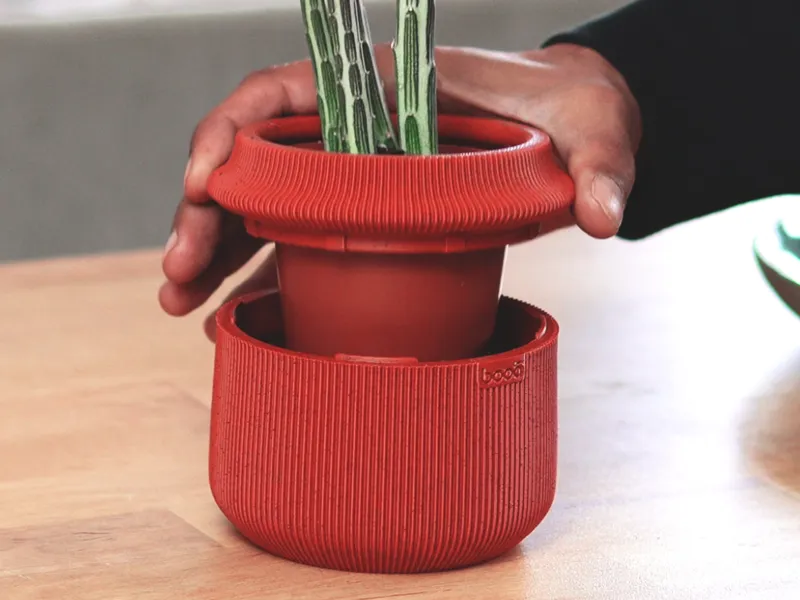 Ribbed Plant Pot Two-Part Reservoir System | PP02
