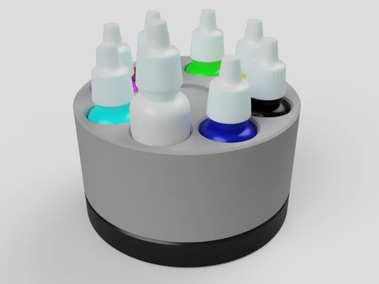 Rotating Sequential-Lift Paint Bottle Organizer