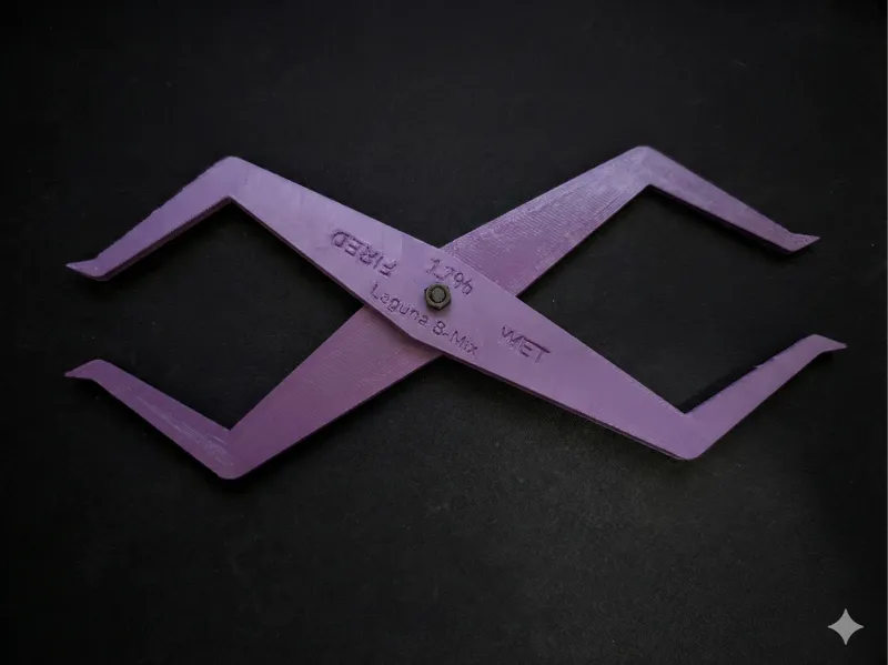 Adjustable pottery shrinkage caliper created with Torrify for 3D printing