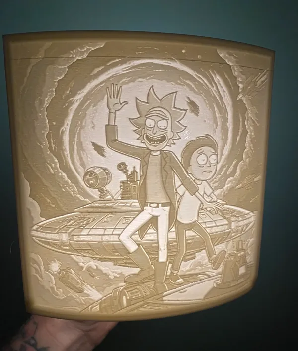 Veilleuse lithophanie Rick et Morty dans l'espace