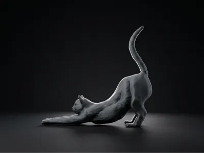 Stretching Cat Modern Sculpture