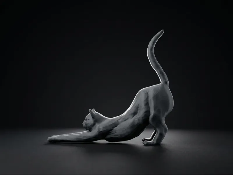 Stretching Cat Modern Sculpture