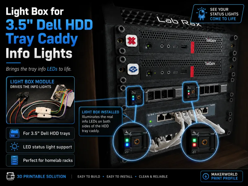 Light box for dell caddy tray