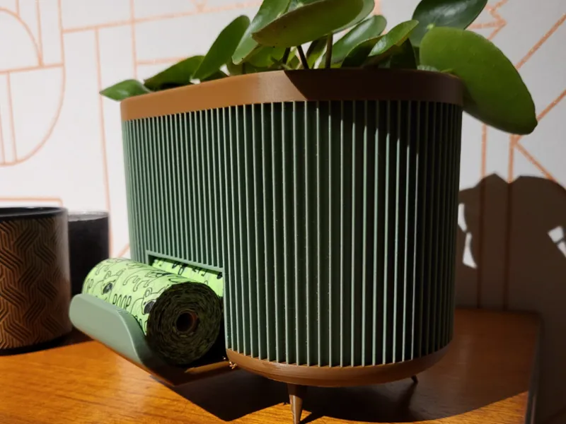 Dog poop bags roll dispenser planter