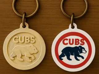 Chicago Cubs Baseball Keychain and earrings