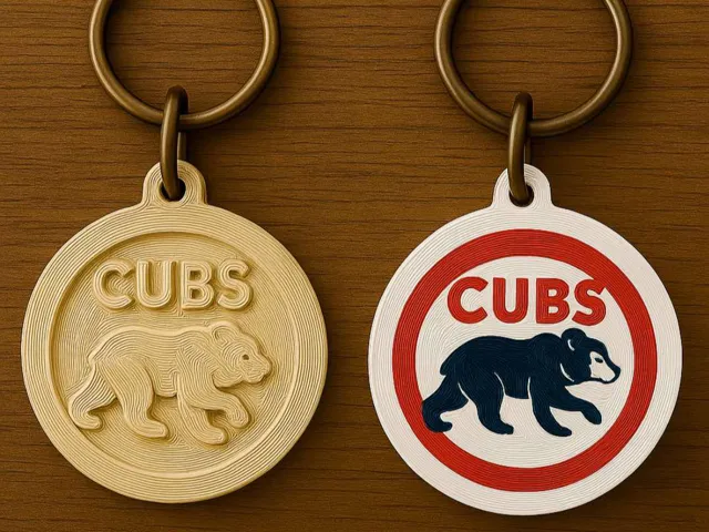 Chicago Cubs Baseball Keychain and earrings