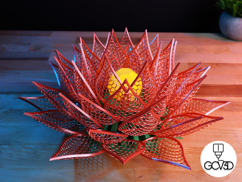 Blooming Lotus Sculpture (Heat-Formed Petals)