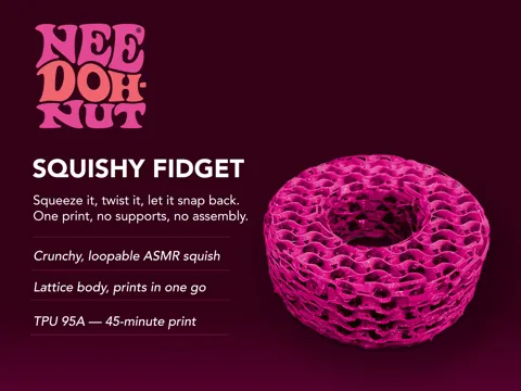 Objeto manipulable: TPU Squishy Donut Fidget – Crunchy Lattice — referencia de MakerWorld