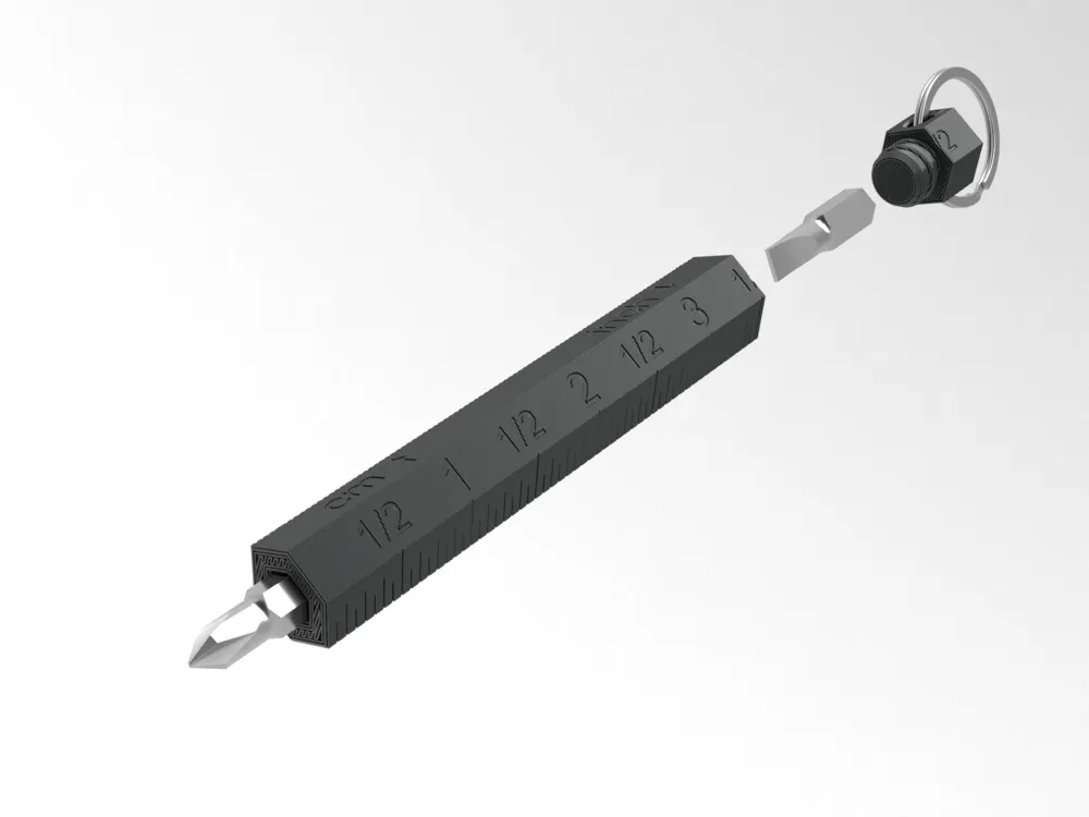 Multi-purpose keychain with screwdriver and rule by AK3D MakerWorld ...
