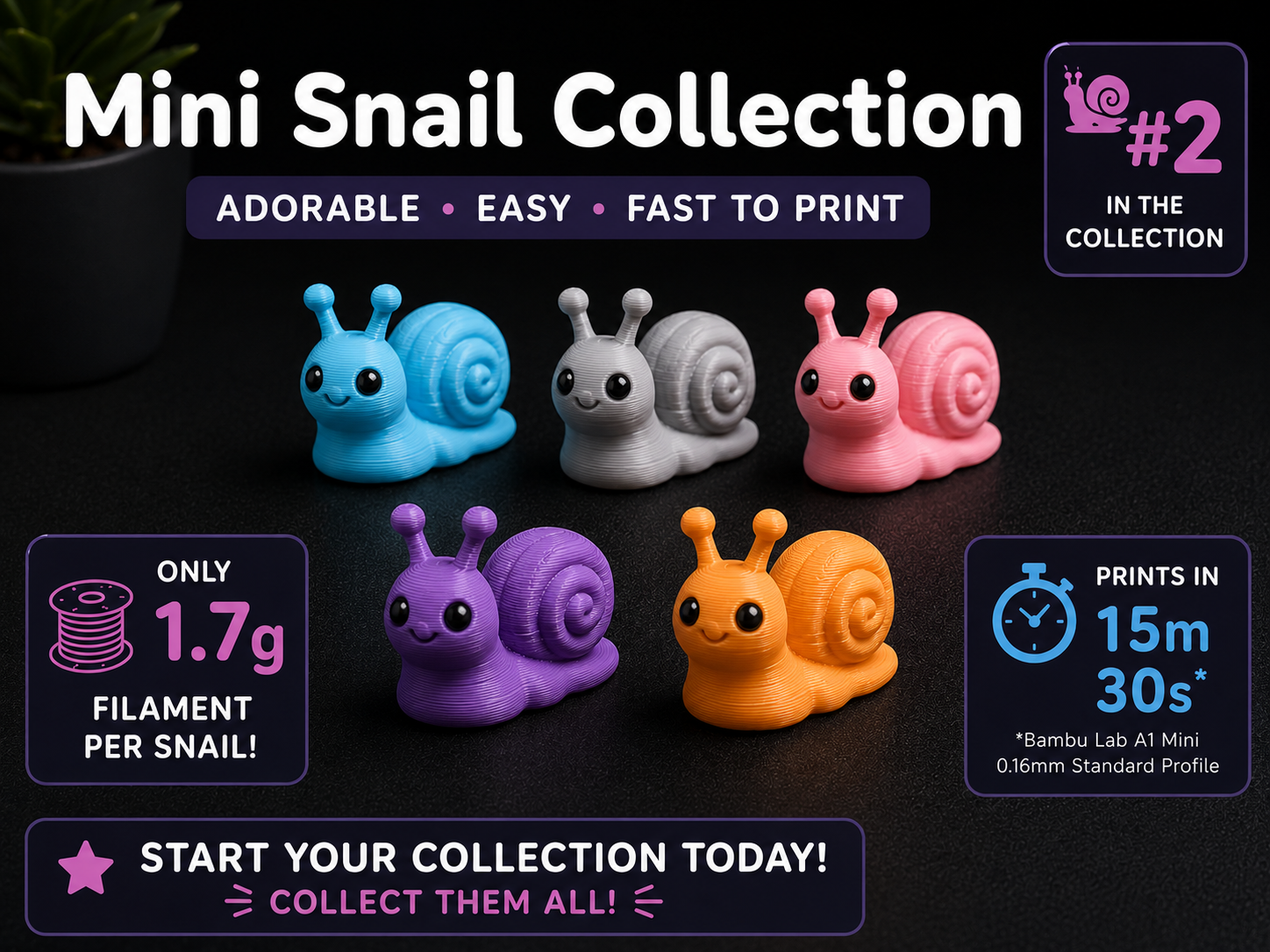 Tiny Cute Snail – Free Model - Quick Easy - Fast