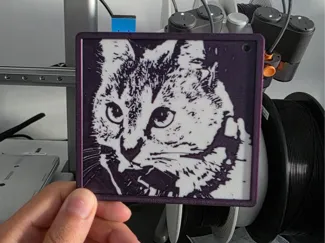 Cat keychain in a square