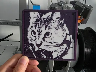 Cat keychain in a square